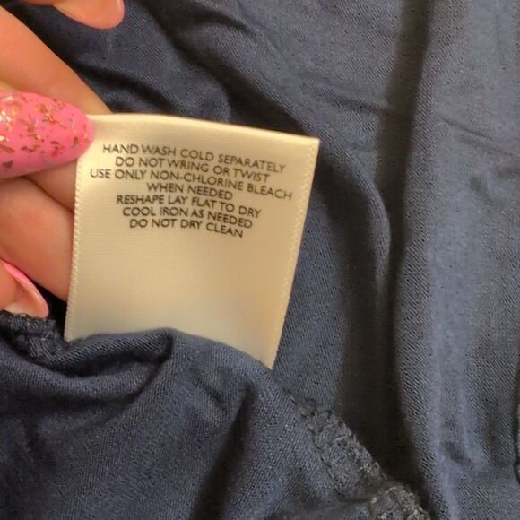 NWT ModCloth Dark Navy Blue Sleeveless peplum tank crochet neck size XXS - Picture 8 of 9